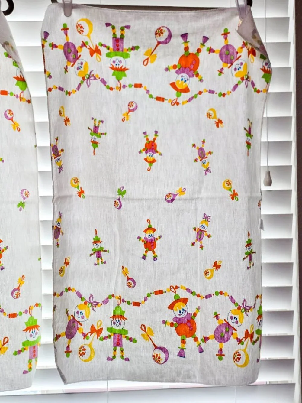 Vintage 1980's Comfort Flannel Receiving Blanket Set of 2 100% Cotton Clowns